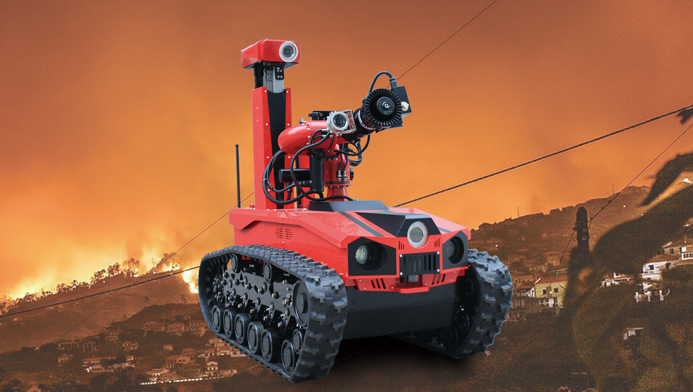 Robot pemadam kebakaran anti ledakan dengan meriam air 100L/s